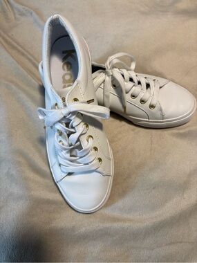 Keds White Sneakers with Gold Accents